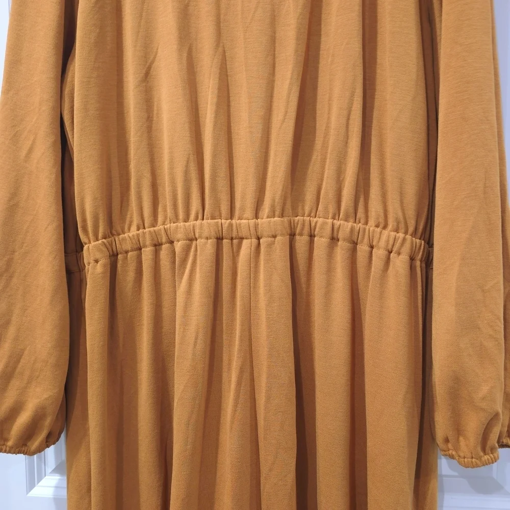 OLD NAVY Waist-Defined Ponte-Knit Utility Midi Dress, Goldie Fawn, Size Large